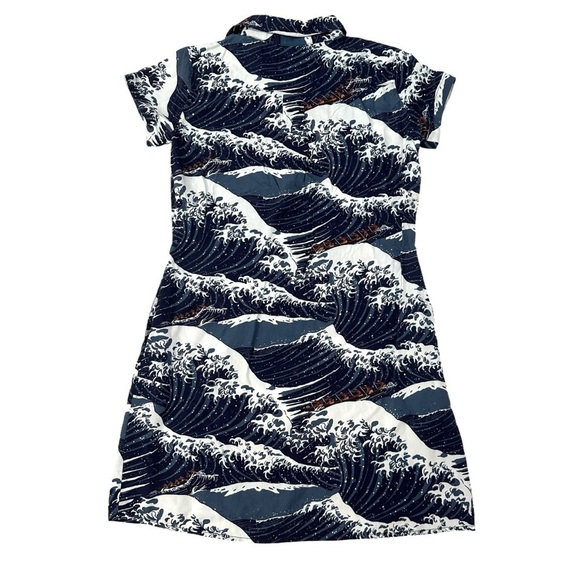 Western Aloha Popover Tropical Japan Hawaii Pacific Rower Floral Shirt Dress XS - Picture 2 of 7